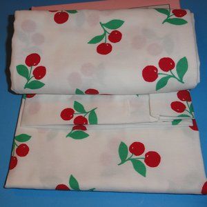 Kate Spade Cherry Shower Curtain, NEW, Cotton Fabric, 72" x 72" Red White, H77